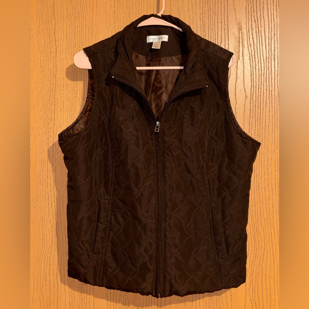 Christopher & Banks Dark Brown Quilted Vest